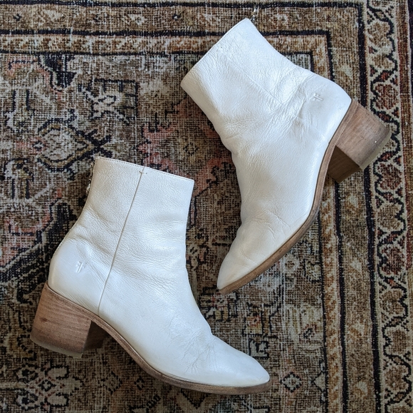 frye white ankle boots